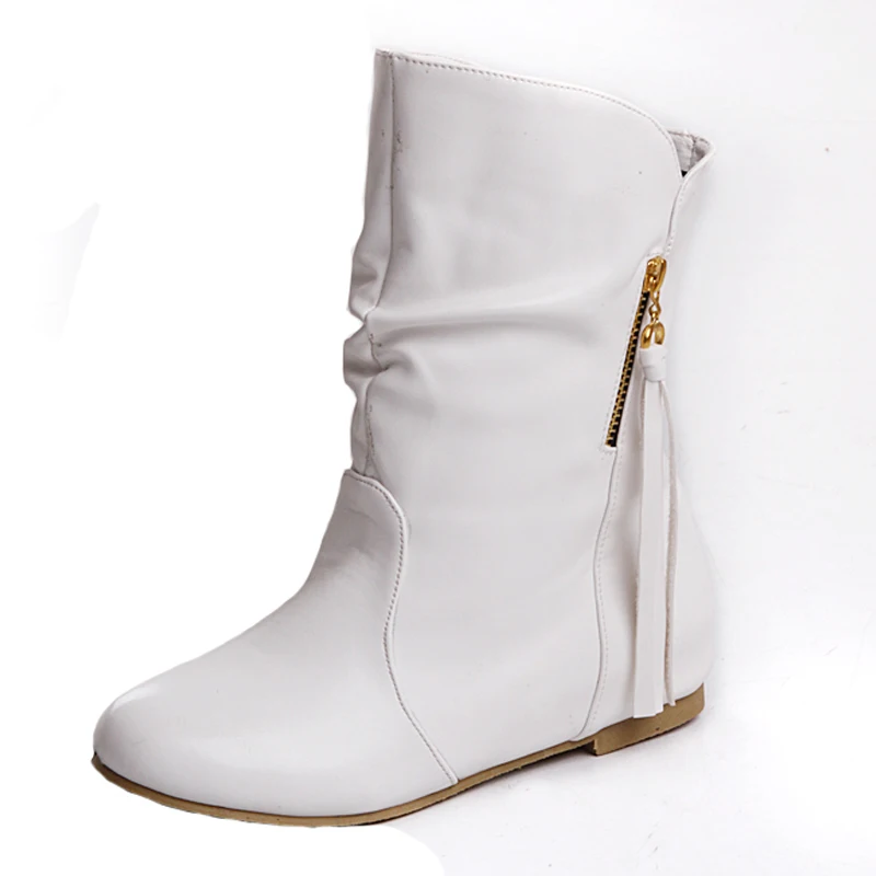 TAOFFEN/женские полусапожки на плоской подошве; зимние ботинки; модная качественная теплая обувь; botas feminina; Размеры 33-43; P1880 - Цвет: Слоновая кость