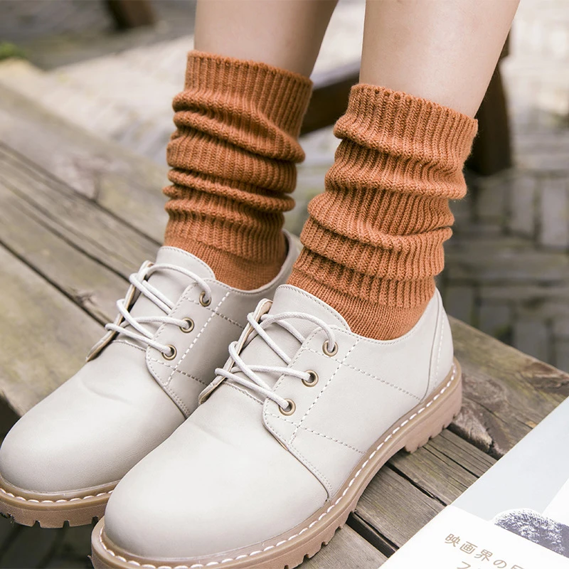 1Pair Womens Socks Fashion Casual Solid Color Long Socks For Women Meias Femininas Ladies Warm Socks Autumn Winter Calcetines