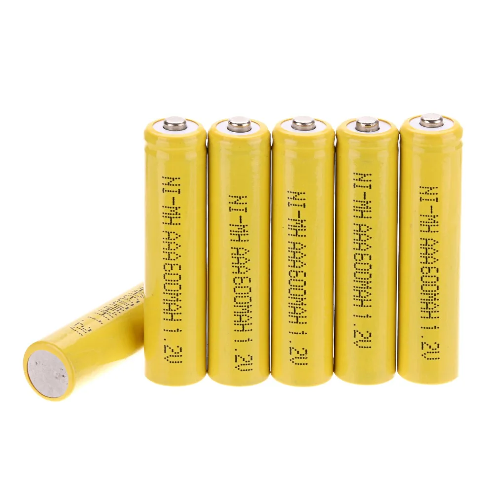 

6 PCS A SET 600 mah AAA 3A 1.2 V Ni-MH rechargeable battery -Yellow