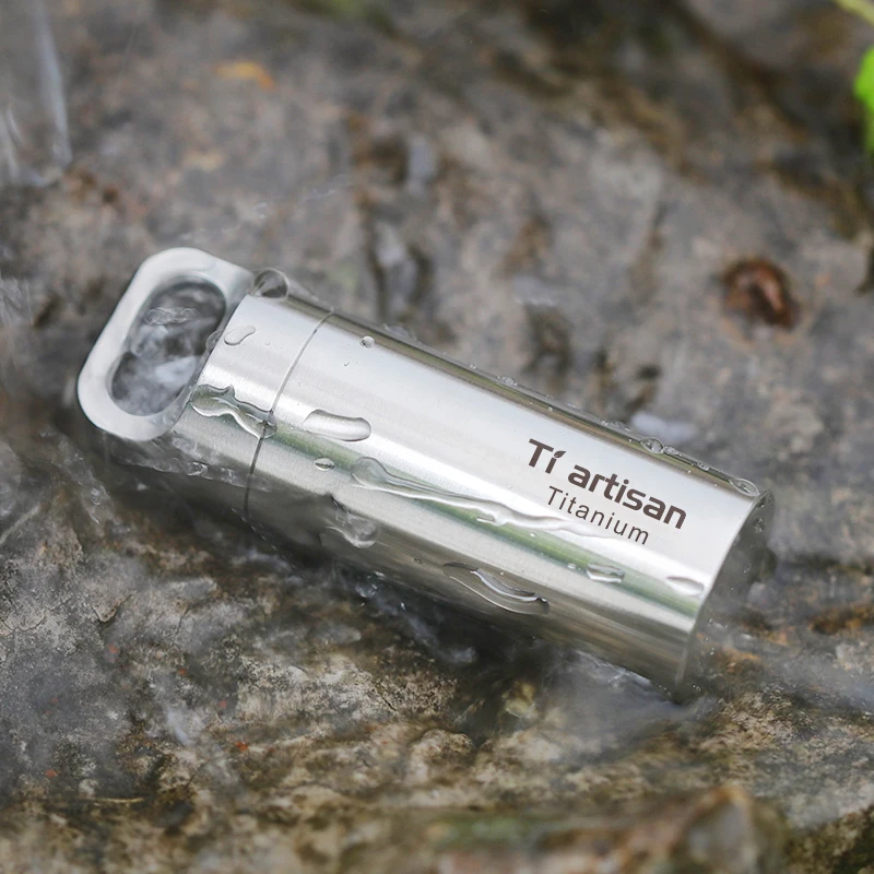 Tiartisan Waterproof Portable Pill Storage Titanium Box Keychain Round Box Ultralight Titanium Case Container