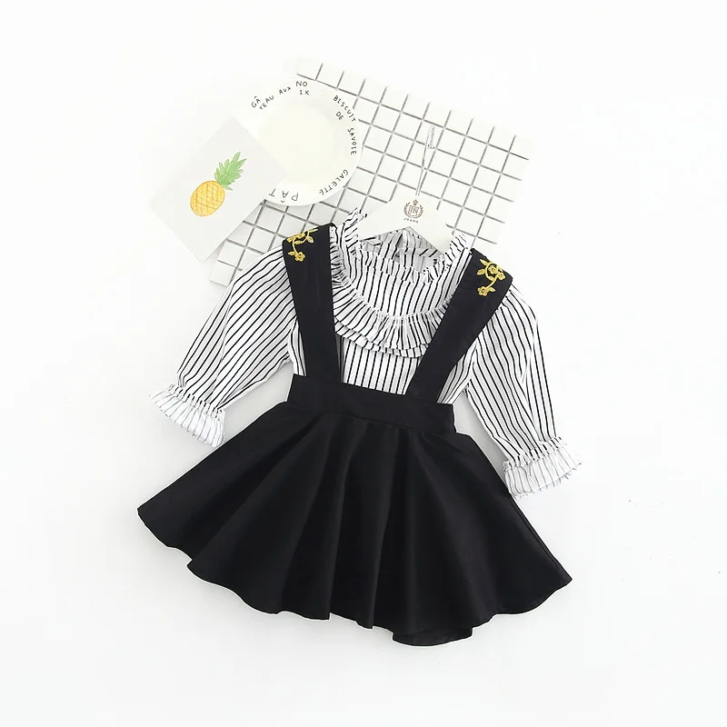 

2017 baby girls fashion clothes suit summer Skirt Striped Blouse  Set children Spring clothing sets kids outfits 2Pcs Baby Set