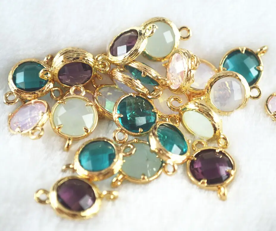 

19*12mm mixed color Natural Druzy Quartz Stone Framed Connector Necklace Pendant charm