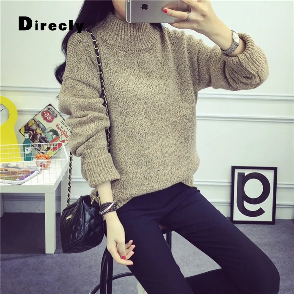 

Direcly autumn ladies O-neck thick winter basic sweater 2018 ladies casual fashion knit sweater long-sleeved ladies pullover