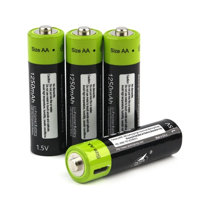

ZNTER 1.5V AA Rechargeable Battery 1250mAh li-polymer Rechargeable Battery micro usb charging 1.5v batteries