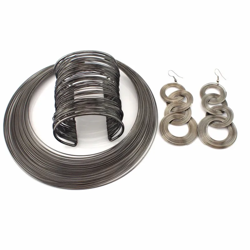 Комплект женских ювелирных изделий MANILAI из многослойной металлической проволоки