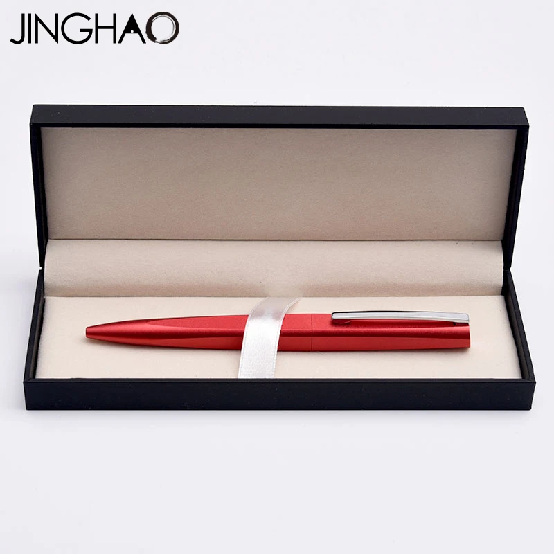 

Jinghao KACO SQUARE Luxury Red and Silver Clip Ballpoint Pen with Original Gift Case High Quality Metal Rollerball Pen for Gift