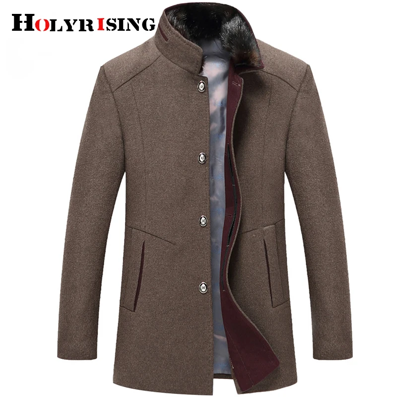 Holyrising шерстяное пальто зимнее пальто для мужчин Толстая ветровка шерстяное пальто Casaco Masculino Palto Jaket Peacoat 5XL куртка 18897-5