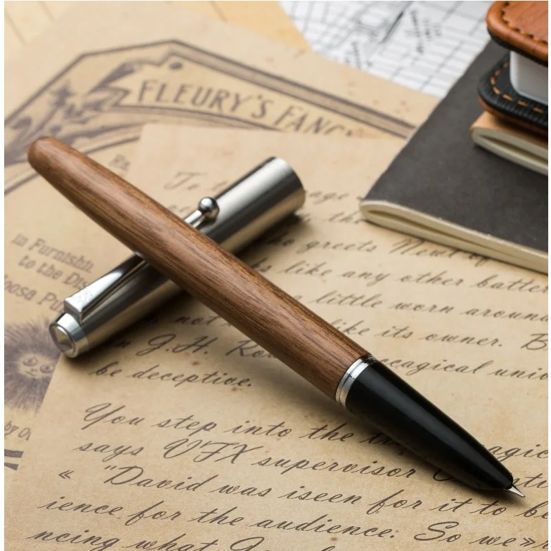 

Vintage Wood Fountain pen Metal cap 0.38mm extra fine ink pens for writing calligraphy Stationery Office school supplies F994