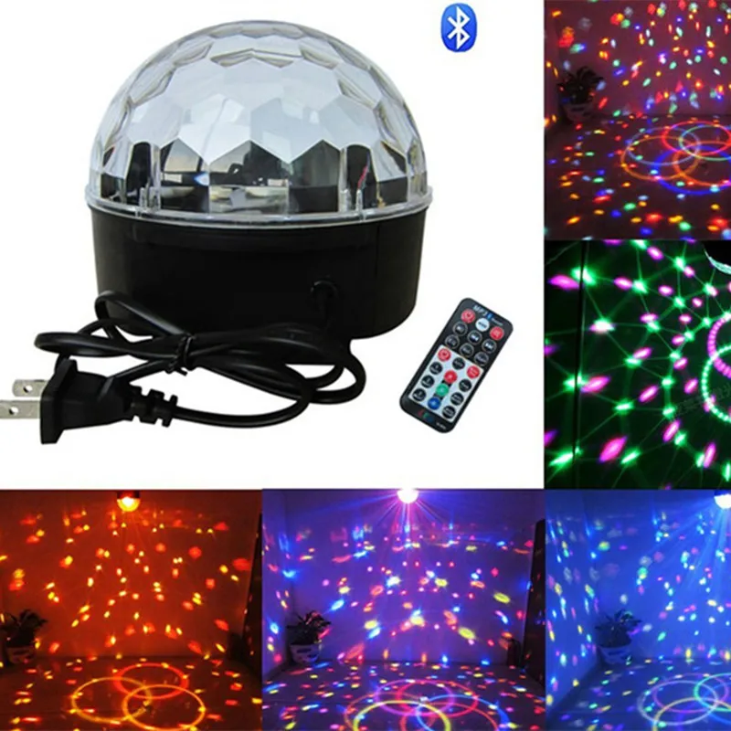 Bluetooth MP3 Crystal Magic Rotating Ball Remote control 6 colors RGB