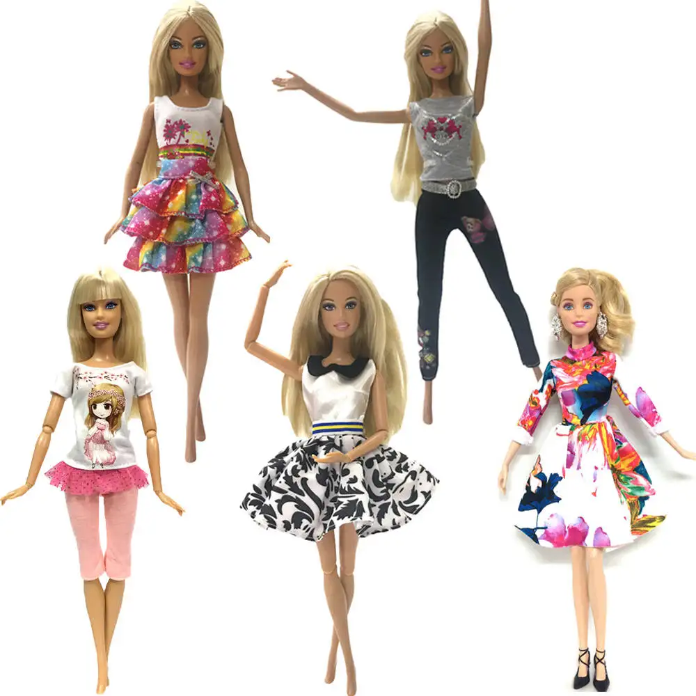 

NK 3 Style Newest Hot sale 5 Pcs/Set Doll Dress Fashion Clothes For Barbie Doll dress baby girl birthday e present for kids JJ