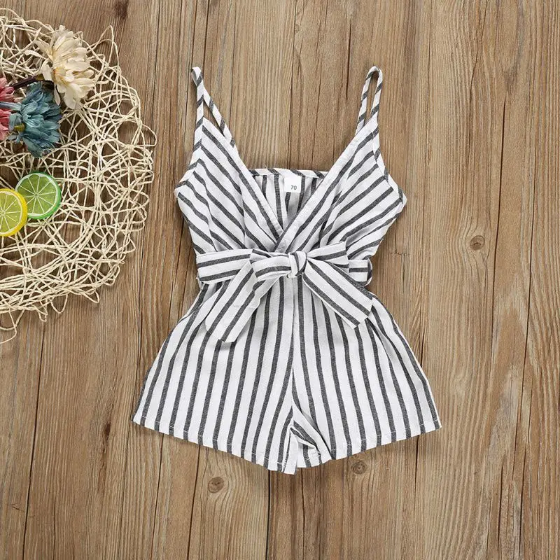 Summer Casual Fashion Cotton Children's Jumpsuit Girls Striped Suspender Kids Backless Bow Rompers Baby Girl Clothes Summer Casual Fashion Cotton Children's Jumpsuit Girls Striped Suspender Kids Backless Bow Rompers Baby Girl Clothes