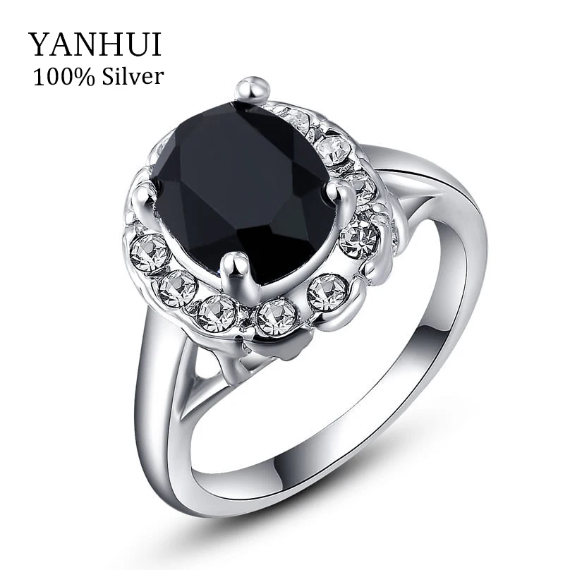 yanhui luxury white gold filled wedding rings for women 3 carat black stone engagement ring women - Stone Wedding Rings yanhui luxury white gold filled wedding rings for women 3 carat black stone engagement ring women - Stone Wedding Rings