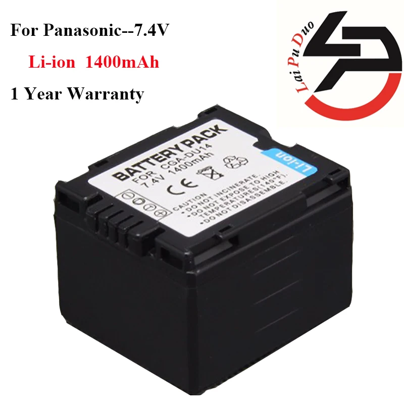 Аккумулятор 1400 мА · ч для камеры Panasonic CGA-DU14 VW-VBD140 GS150 GS38 GS55 D78 GS25 GS250 GS158 GS258SK |