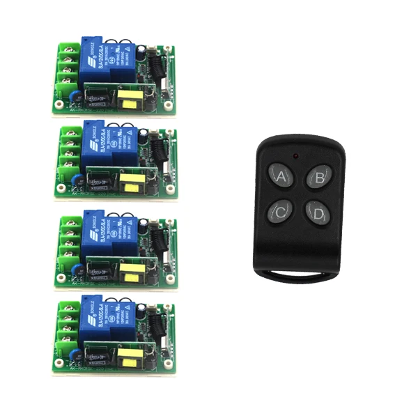 

AC 85V-250V 110V 30A 4CH RF Wireless Remote Control Switch System 1 Transmitter and 4 Receiver SKU: 5484