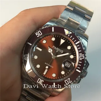 

40mm Parnis Coffee Face Bezel Sapphire Automatic Movement Men's Watch