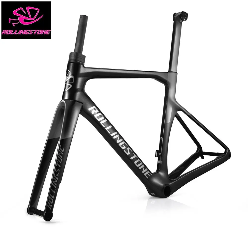 Discount Rolling Stone Hider Carbon Disc Brake Road Frame set full internal routing with aero integrated bar 46 49 52 55cm 0 Discount Rolling Stone Hider Carbon Disc Brake Road Frame set full internal routing with aero integrated bar 46 49 52 55cm 0
