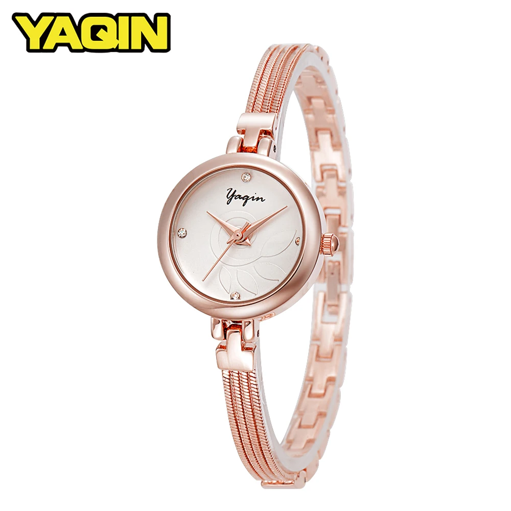 

YAQIN Fashion Women Mesh Watchband Quartz Watch Rhinestone Ladies Luxury Bracelet Watch Rose Gold Dress Gift Relogio Femininos