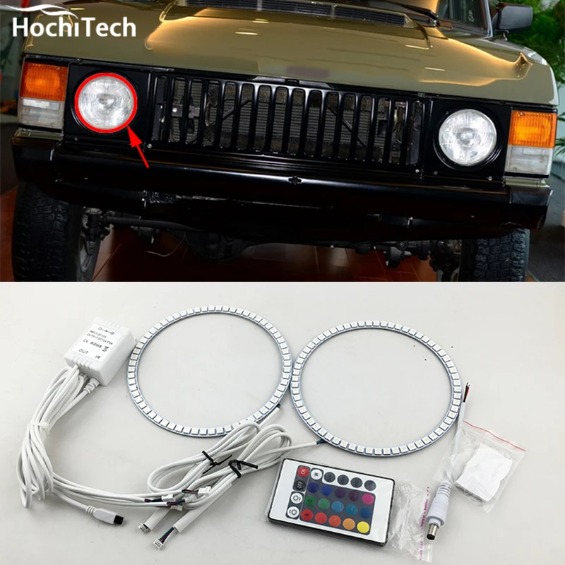 for Land Rover Range Rover RGB LED headlight halo angel eyes kit car styling accessories 1987 1988 1989 1990 1991 1992 1993 1994