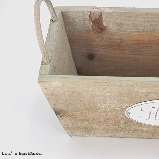 Ручной работы Винтаж Страна твердой ели древесины конические прямоугольный горшок для цветов коробка с ручками