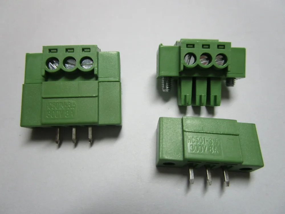 

200 pcs With Embossmen Straight 3 pin Pitch 3.5mm Screw Terminal Block Connector Green Color Pluggable Type with straight pin