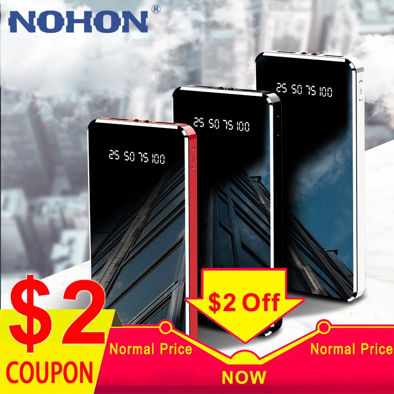 

NOHON 10000mAh Power Bank For iPhone Xs Max XR iPad Samsung S9 Xiaomi Mi 8 9 Portable External Battery Phone Charger Powerbank