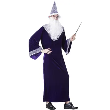 

Umorden Purim Carnival Party Halloween Wizard Costumes Magician Costume for Men Adult Fancy Cosplay Robe Gown