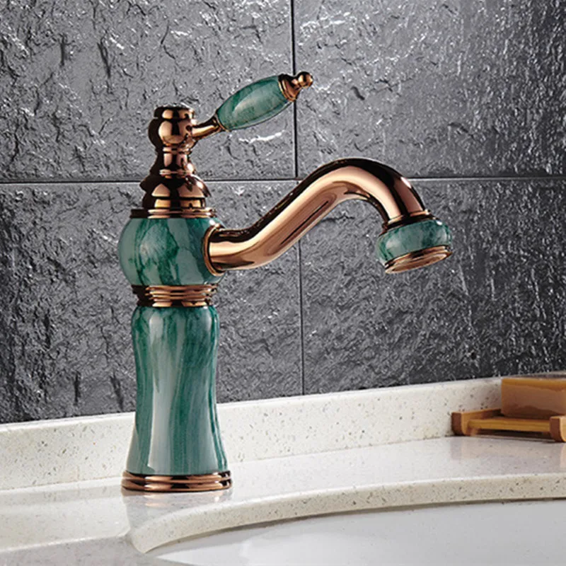 Free Shipping Luxury Rose gold bathroom mixer tap By solid brass basin