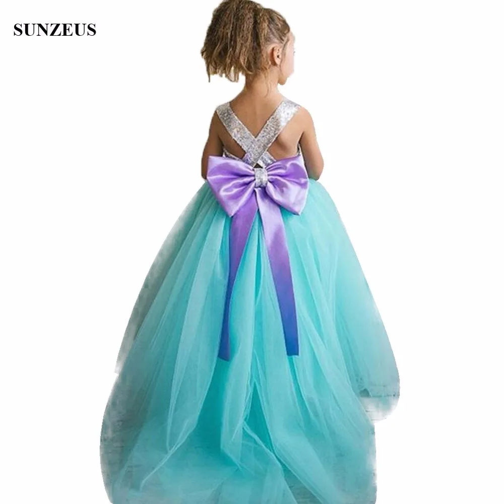 turquoise flower girl dress