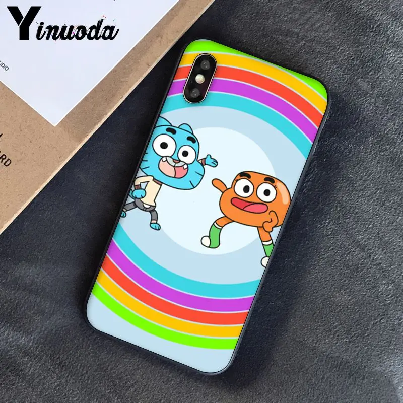 Yinuoda удивительный мир Gumball gumball новое поступление черный чехол для телефона iPhone 8 7 6 6S 6Plus 5 5S SE XR X XS MAX Coque