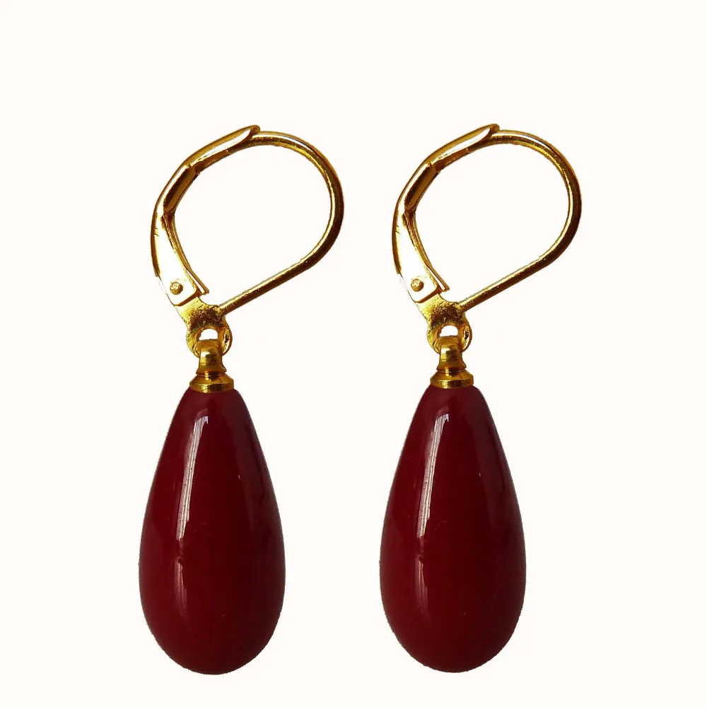 

00 FREE SHIPPING dAAA+ 8x16mm drop shape coral red color fashion shell pearl earring