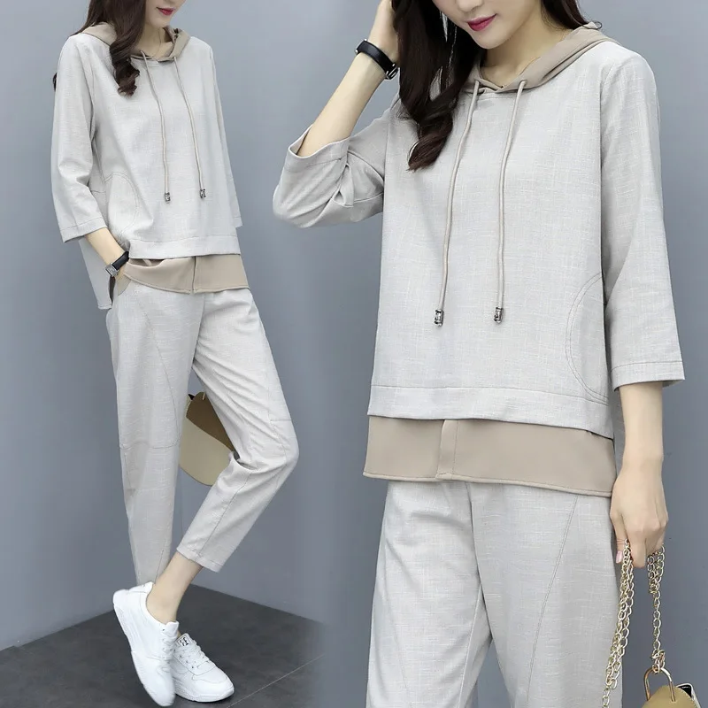 

2019 New Ensemble Femme Casual Sports Suit Female Sweater Fashion Korean Version of The Loose Large Size Two Piece Set Women