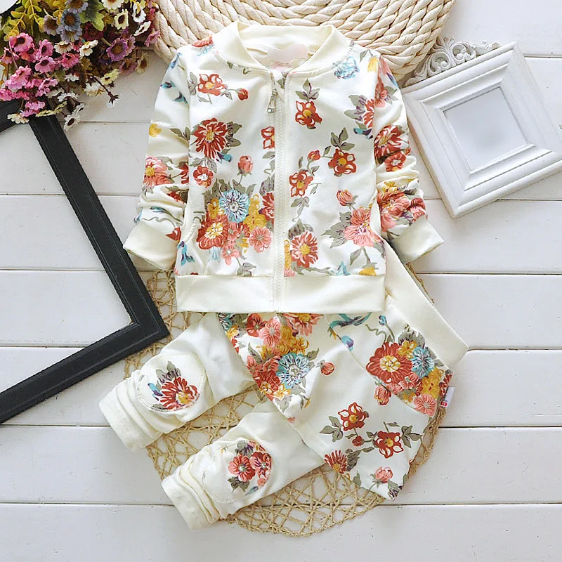 Spring Autumn style Infant Girl clothes Baby Clothing sets Cotton Cute Cat 2pcs(Full Sleeve
