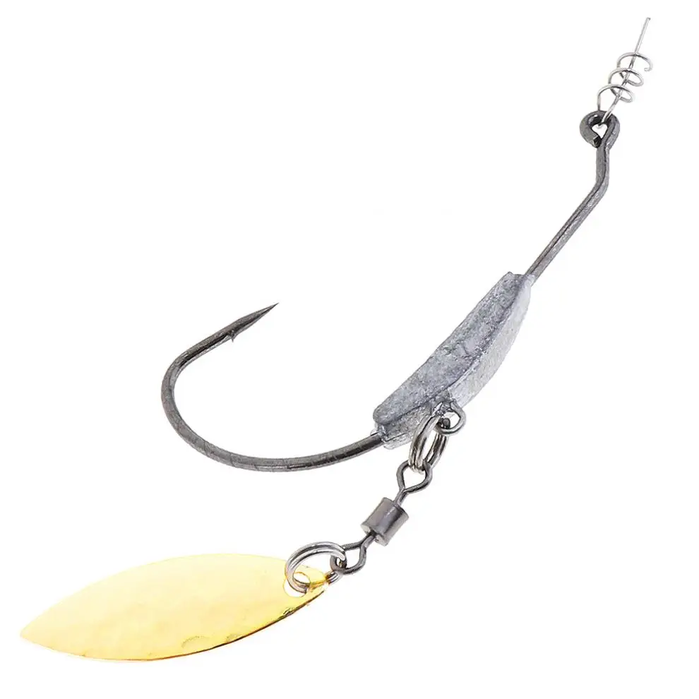 

3pcs/lot 4# 7.2g Lead Head Crank Hook with Metal Spoon Sequins Lures Soft Bait Hooks 2 Colors Optional