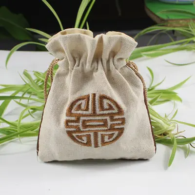 C088 хлопковые джутовые мешочки для замены ювелирных изделий китайский год фу сумки 10 шт много разных цветов - Цвет: beige