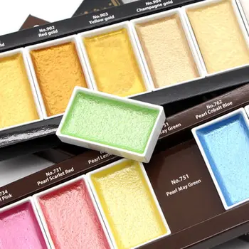 

Gold/pearl/gem color watercolor paint from Japan, solid color, star color, 6 colors, traditional Chinese painting ZIG Kuretake