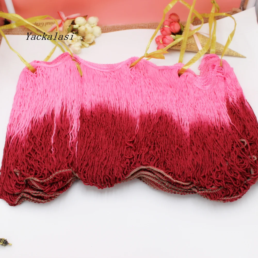 Dip Dye Ombre Fringe Tassel Soft Rayon Latin Macrame Dance Dress Trimming Samba Skirt Tassel 25cm Pink
