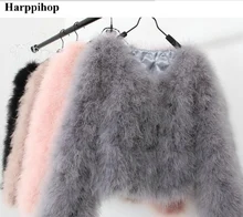 13 colors fashion sexy Ostrich wool turkey fur 2016 wool coat feather fur short jacket angelababy free shipping
