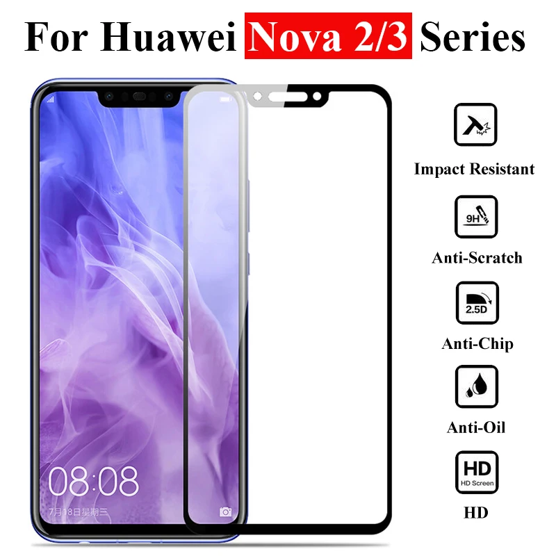 Защитное стекло для Huawei Nova 3 3i 3e 2i 2 plus 2s 4 закаленное nova3 nova3i huawey huwai полное покрытие