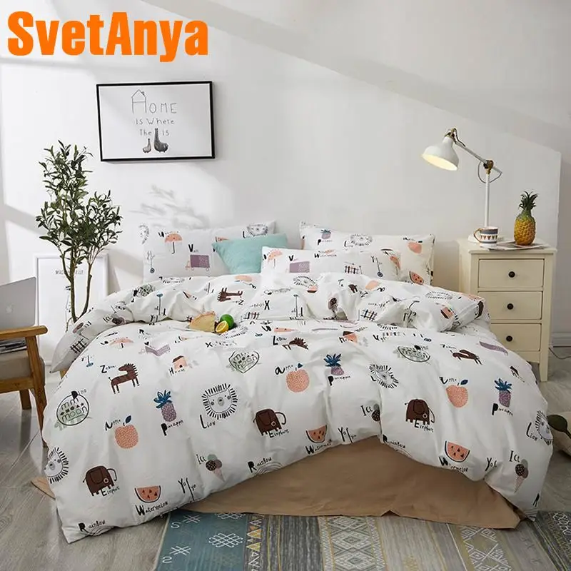 

Svetanya Cotton Linens print Quilt cover Flat sheet Bedding set