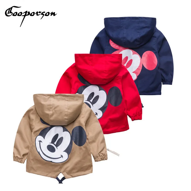 

New Boys Girls Jackets For Children Hooded Cute Mickey Windbreaker Kids Coats Baby Clothes Spring Outerwear Clothing