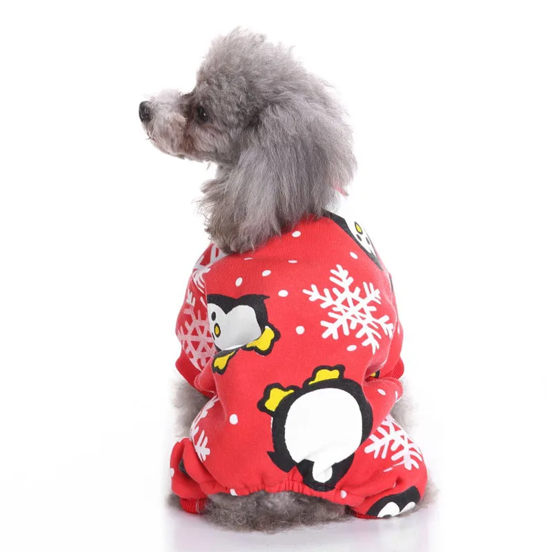 Теплые зимние для собак комбинезон новейшая Одежда для собак на Рождество Хлопок милый пингвин/Санта Клаус/пижамы со снеговиками для маленьких собак