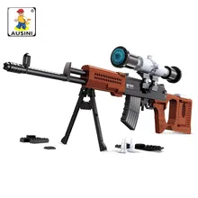 Ausini 712 шт. серия оружия Snayperskaya Vinyovka драгунов модель строительные блоки brinquedos классический SVD снайперский пистолет игрушки