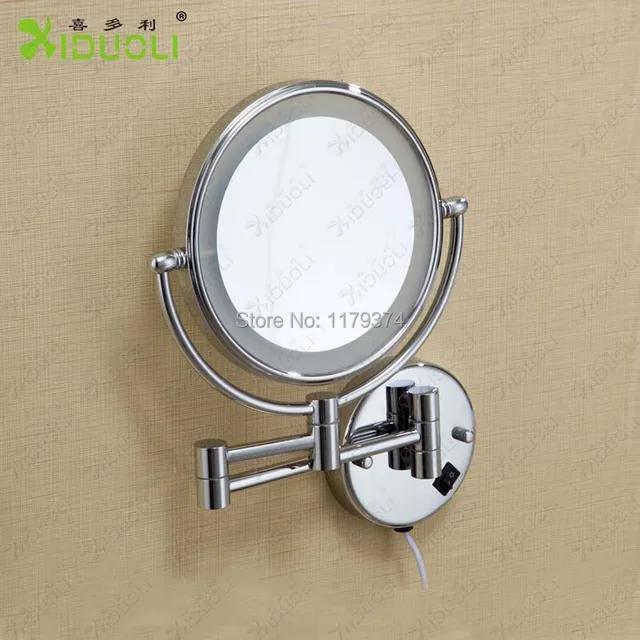 Led Double Faced Retractable Bathroom Mirror With Light Magnifying Led Double Faced Retractable Bathroom Mirror With Light Magnifying Wall Mount 8 Inch Makeup Espelhos