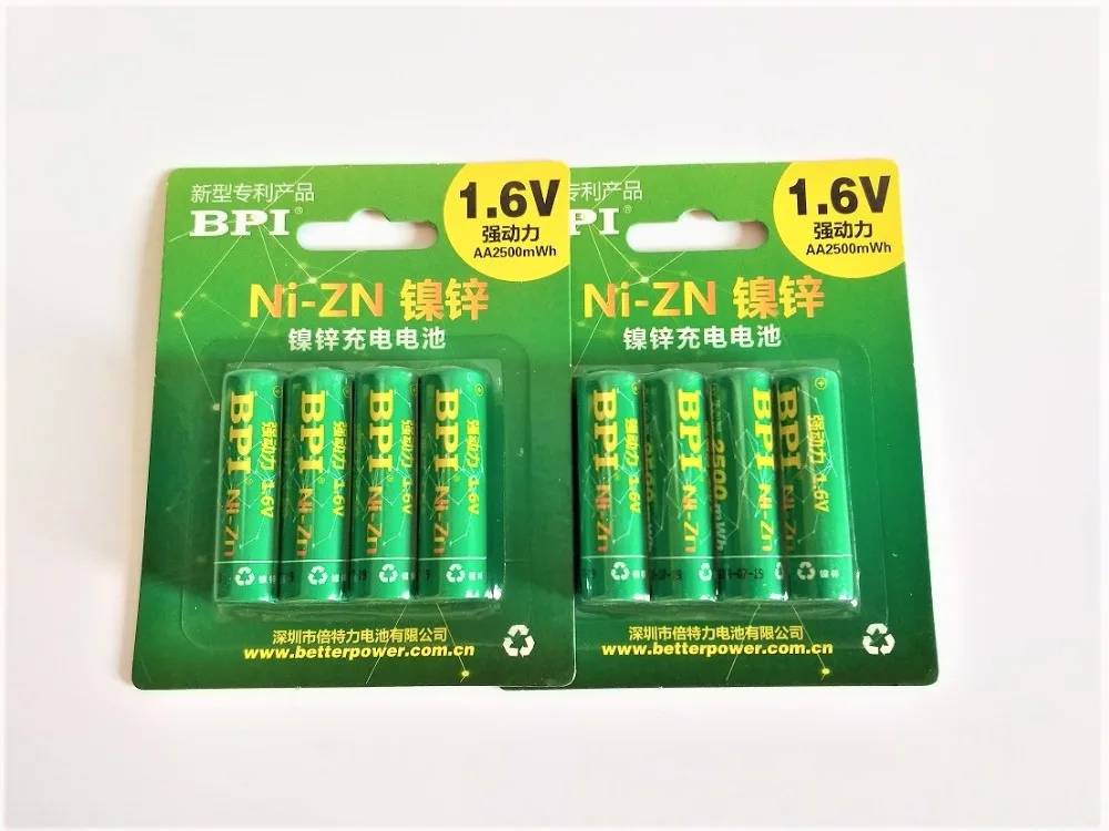 

8PCS NIZN AA Rechargeable Battery 2500mWh 1.5V 1.6V Ni-Zn AA