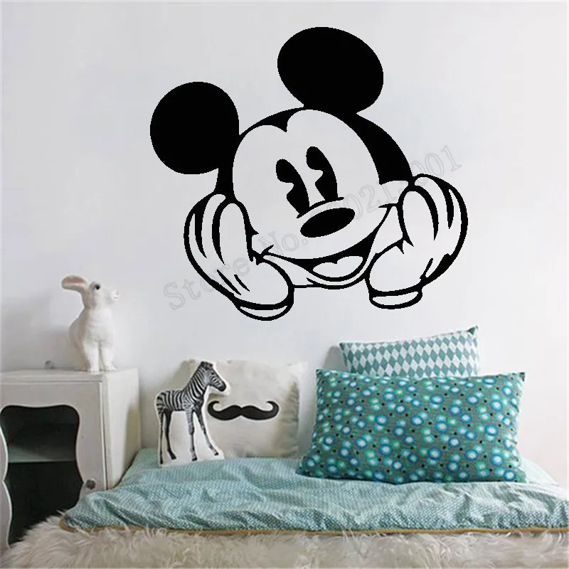 

Mickey Mouse With Happy Face Wall Sticker Kidsroom Baby Boys Girls Wall Decor Poster Mural Nursery Removeable Diy Design LY1109