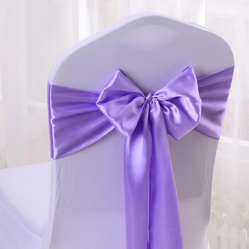 HAZY Wedding Satin Chair Sashes Bow Cover Sashes for Wedding Hotel Banquet Party Decoration Color17x275cm