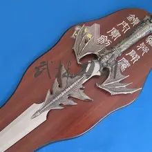 S1621 король демона поднимающийся бой двойные крылья летучей мыши меч атласная отделка лезвие 47"