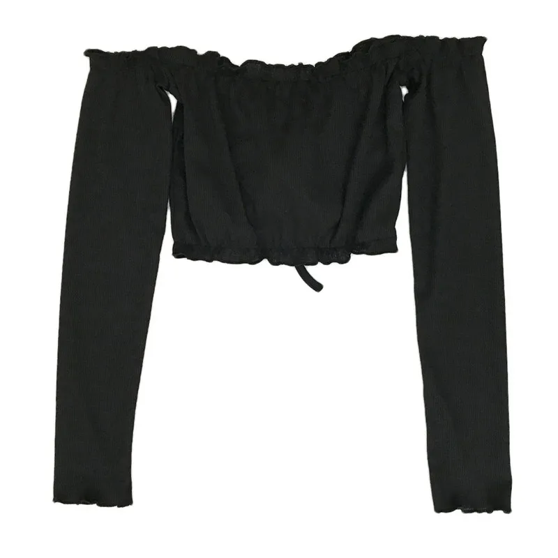 fashion folds autumn sexy strapless crop tops-17