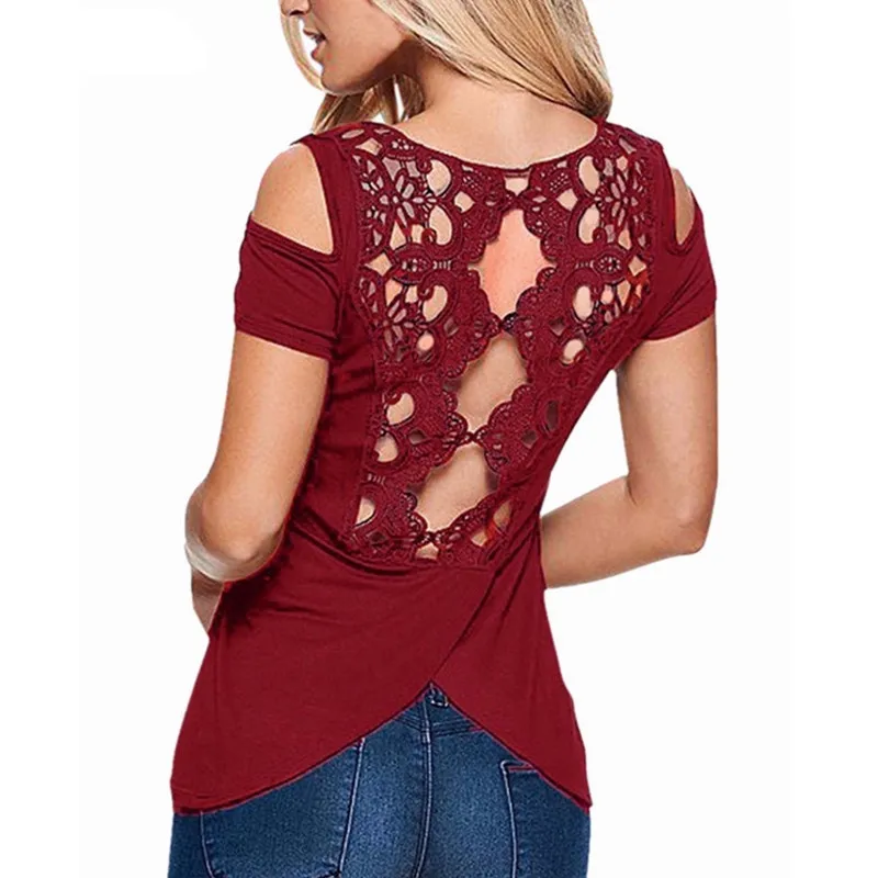 

Plus Size 5XL Women Blouses Shirt Summer Lace Ladies Tops Tees Hollow Out Fashion Casual Blusas Femme Harajuku Clothing