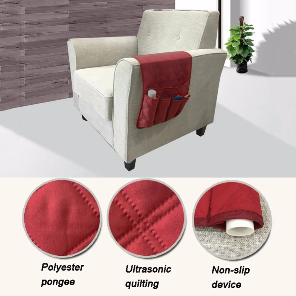 Waterproof Hanging Sofa Side Storage Bag Cell Phones Remote Control Holder Organizer Foldable 4 Pockets Over Armchair | Дом и сад